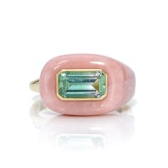 pink opal green tourmaline stone ring by fine jewelry designer Andy Lif. Jade Jagger, Stone Inlay, Tourmaline Stone, Opal Stone, Fine Jewelry Designers, Pink Opal, Jewelry Designer, Pendant Bracelet, High Jewelry