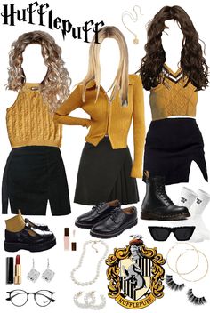 Hogwarts Student Costume, Harry Potter Universal Outfit, Harry Potter Inspired Outfits, Hufflepuff Uniform, Harry Potter Houses Outfits, Hufflepuff Outfit, Hogwarts Uniform, Hogwarts Outfits, Hufflepuff Aesthetic