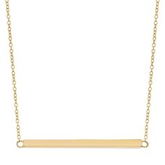 "Convey your fashion-forward style when you wear this 18k gold over sterling silver bar necklace.NECKLACE DETAILS Length: 18 in. Clasp: spring-ring Metal: 18k gold over sterling silver  Size: 18"". Color: Yellow. Gender: female. Age Group: adult. Material: Gold Plate." Rectangular Yellow Gold Bar Necklace For Everyday, Everyday Yellow Gold Rectangular Bar Necklace, Everyday Rectangular Yellow Gold Bar Necklace, Minimalist Gold Nameplate Bar Necklace, Classic Gold Rectangular Bar Necklace, Classic Rectangular Gold Bar Necklace, Gold Rectangular Bar Necklace, Classic Gold Nameplate Bar Necklace, Classic Yellow Gold Bar Necklace With Rectangular Pendant