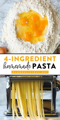 Learn how to make pasta noodles from scratch that's perfect for different shapes! They're just in time for a family-friendly dinner. Once you try this homemade pasta recipe using just 4 ingredients, you'll be hooked! Save this main course idea! Easy Homemade Pasta, Fresh Pasta Recipes, Fresh Pasta Dough, Homemade Pasta Dough, Pasta Dough Recipes, Homemade Pasta Recipe, Pizza Roll, Pasta Noodle Recipe, Homemade Noodles