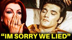 a woman covering her mouth next to an image of a man in bed with the words i'm sorry weled