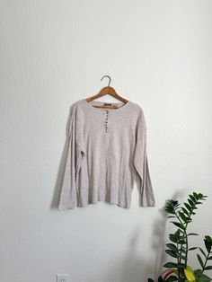 Vtg 90s north crest micro Henley long sleeve  Size L/XL Ptp-48"-60" These are SO perfect for layering with flannels! Super soft and stretchy, with the cutest little tiny buttons down the front Ribbed Beige Tops For Fall, Fall Ribbed Beige Tops, Beige Ribbed Tops For Fall, Fall Beige Ribbed Tops, Casual Ribbed Long Sleeve Top For Layering, Oversized Cream Long Sleeve Shirt, Relaxed Fit Tops For Winter Layering, Cream Long Sleeve Everyday Shirt, Casual Ribbed Long Sleeve Tops