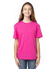 Youth Ultimate T-Shirt - HOT PINK - S | Threadfast Apparel Youth Ultimate T-Shirt in Hot Pink Size Small | Cotton/Polyester Blend New Years Sales, Heather Black, Fashion Tees, Plastic Bottles, Breathable Fabric, Apparel Accessories, Kids Tshirts, Shirts Tops, Hot Pink