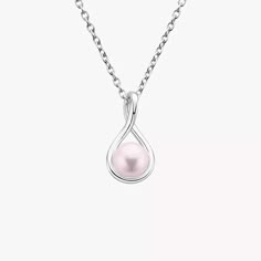 Rose Cultured Freshwater Pearl Twist Pendant (6mm) - Silver. This spectacular pendant is crafted in lustrous metal and features a rose cultured freshwater pearl centered in a delightfully sculptural twist. Silver Jewellery Aesthetic, Pink Diamond Necklace, Tahitian Pearl Pendant, Pink Pearl Necklace, Outfits Jewelry, Detailed Necklace, Cultured Pearl Necklace, All I Ever Wanted, Pearl Necklaces