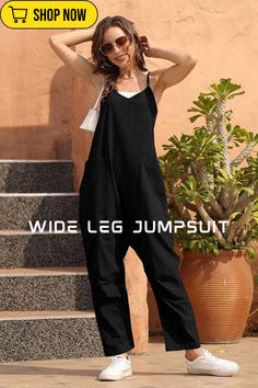 Elevate your casual look with this chic wide-leg jumpsuit. #CasualChic #EffortlessStyle #JumpsuitLove #EverydayFashion #VersatileWear #SummerVibes #RachlyFashion #ShopNow #FashionInspiration #OOT Relaxed Fit Cotton Jumpsuits For Leisure, Oversized Jumpsuits And Rompers With Pockets For Loungewear, Relaxed Fit Cotton Jumpsuits And Rompers For Leisure, Summer Leisure Relaxed Fit Jumpsuits And Rompers, Summer Leisure Jumpsuits And Rompers With Relaxed Fit, Cotton Overall Jumpsuits And Rompers For Leisure, Black Relaxed Fit Jumpsuits And Rompers For Loungewear, Relaxed Spring Jumpsuits And Rompers, Comfortable Solid Cotton Jumpsuits And Rompers