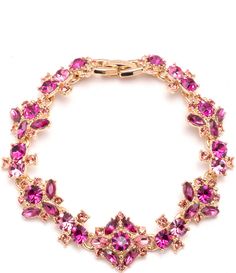 From Marchesa&#x2C; the Gold Tone Pink Flex Crystal Line Bracelet features: Line bracelet Gold-tone hardwareFold over closure Approx. 7.25" length Imported. Pink Fine Jewelry Bracelet For Wedding, Luxury Pink Gold Fine Jewelry Bracelet, Adjustable Pink Crystal Hand-strung Bracelet, Adjustable Hand-strung Pink Crystal Bracelet, Elegant Pink Multi-stone Bracelets, Rhinestone Jewelry, Marchesa, Pink Bracelet, Crystal Rhinestone