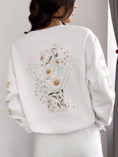 This beautiful sweatshirt with a unique and amazing daisy flower design is perfect for you or that special daisy lover who makes you remember her always. Enjoy with love and softness this beautiful crewneck sweatshirt. Made with soft ring-spun cotton fabric with 100% cotton yarns, it is unmatched in softness.: Lightweight fabric (6.4 oz/yd² (217 g/m.: Relaxed fit.: Sewn-in twill label Daisy Sweatshirt, Daisy Flower Design, Soft Ring, Daisy Flower, Flower Design, Lightweight Fabric, Cotton Yarn, Flower Designs, San Jose