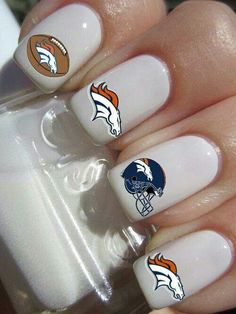 Very cool Green Bay Packers Nail Art, Seattle Seahawks Nails, Denver Broncos Nails, Packer Nails, 49ers Nails, Broncos Nails, Nails Regular Polish, Seahawks Nails, Type Of Nails