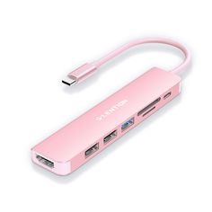 a pink usb and charger attached to a white background