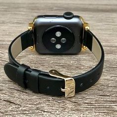 Simeon D | Accessories | Black Gold Vegan Leather Strap Apple Iwatch Band | Poshmark Gold Apple Watch Band, Apple Watch Wristbands, Rose Gold Apple Watch, Apple Watch Bracelets, Gold Apple Watch, Gold Apple, Wrist Jewelry, Leather Wristbands, Black Apple