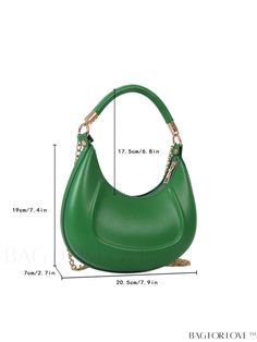 BagForLove - Exquisite Embossed Chain Hobo Bag with Top Handle Product Description Color Green Type Saddle Bag Bag Size Small Strap Type Top Handle Style Elegant Pattern Type Plain Closure Type Zipper Features Lightweight Coating 100% Polyurethane Composition 100% Polyurethane Material PU Leather Size Chart INCH CM Strap Length Bag Length Bag Width Bag Height Handle Height 47.2 inch 8.7 inch 3 inch 7.5 inch 6.9 inch Strap Length Bag Length Bag Width Bag Height Handle Height 120 cm 22 cm 7.5 cm 1 Handheld Bags With Chain Strap, Handheld Satchel With Chain Strap For Shopping, Handheld Shoulder Bag With Chain Strap, Handheld Shoulder Bag With Chain Strap For Shopping, Elegant Bags With Chain Strap For Errands, Green Tote Bag With Chain Strap, Satchel Bag With Chain Strap For Errands, Green Top Handle Shoulder Bag With Chain Strap, Green Shoulder Bag With Chain Strap For Errands