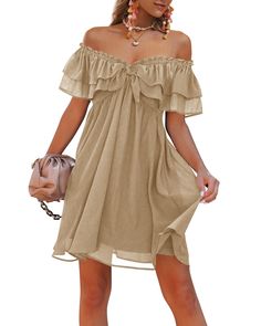 PRICES MAY VARY. 100% Polyester Pull On closure Machine Wash Western Formal Dresses, Flowy Short Dress, Boho Dress Fall, Layered Chiffon Dress, Dresses With Cowboy Boots, Chiffon Ruffle Dress, Autumnal Equinox, Shoulder Dresses, Off Shoulder Dresses