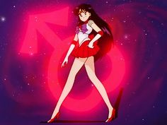 an anime character with long black hair wearing a red dress and high heeled shoes