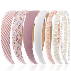 PRICES MAY VARY. MONOCHROME AESTHETIC - A headband set of 7 different style (Soild color/Knotted/Padded/Pearl) in pink series, enough to meet your daily different needs. Classic and vintage style, practicality, go with any kinds of outfits. DURABLE SOFT MATERIAL - Comfortable headbands for women and girls. Soft and smooth, lightweight, comfortable to wear for all day long, non slip, it will not pinch or cause headaches. MULTI STYLE - The head band pack included wide and thin headband for any hai Thick Short Hair, Pink Christmas Lights, Women Headbands, Accessories Kawaii, Monochrome Aesthetic, Headbands For Girls, Designer Headbands, Wash Hair, Pink Head