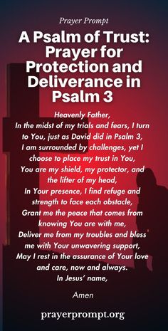 a prayer for protection and deliverance in the form of an image with text that reads,