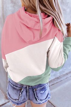 Colorblock Drawstring Hoodie Trendy Color Block Hoodie For Spring, Spring Multicolor Color Block Hoodie, Spring Color Block Multicolor Hoodie, Casual Color Block Hooded Sweatshirt, Casual Hoodie With Color Matching For Fall, Casual Fall Hoodie With Color Matching, Multicolor Hooded Color Block Hoodie, Trendy Color Block Hooded Hoodie, Casual Color Block Hooded Hoodie