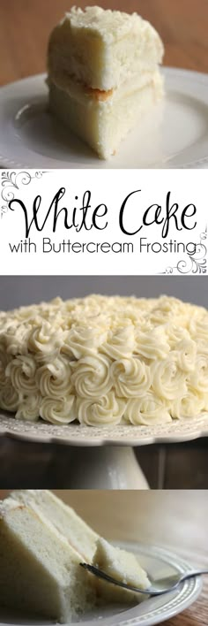 a white cake with buttercream frosting on a plate