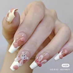 Pink Tip Nails, Diamond Nail Art, Bunny Nails, Geometric Nail Art, Asian Nails, Pink Ombre Nails, Gel Nail Art Designs, Blush Nails, Really Cute Nails