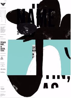 a black and white poster with an abstract design