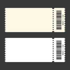 two white tickets with barcodes on the front and back, one is empty