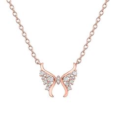 Add a touch of sweetness to your jewelry collection with this diamond-studded Irena Park rose gold tone sterling silver butterfly necklace. Add a touch of sweetness to your jewelry collection with this diamond-studded Irena Park rose gold tone sterling silver butterfly necklace. Chain length: 18 in. Chain type: cable Pendant length: 0.591 in. Nickel free Metal: sterling silver Finish: polished Packaging: boxedDIAMOND DETAILS Total weight: 1/5 ct. Color grade: I, J Clarity grade: I2, I3 Shape: ro Butterfly Diamond Necklace, Diamond Butterfly Necklace, Silver Butterfly Necklace, Modern Tv Wall Units, Engagement Necklaces, Diamond Bracelet Design, Designer Diamond Jewellery, Jewellery Design Sketches, Diamond Butterfly