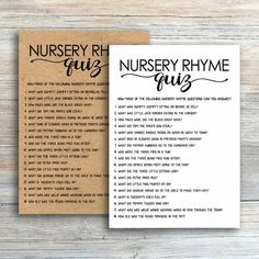 the nursery rhyme game is shown on top of a piece of brown paper