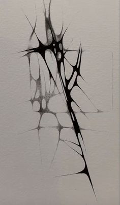 a drawing of a tree branch in black and white ink on paper with watermarks