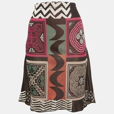 This Skirt From Etro Will Deliver A Sense Of Femininity And Class To Your Attire. It Is Created From Multicolored Fabric And Shows A Geometric Style. Match This Skirt With A Basic Crop Top And Look Nothing But Gorgeous. Multicolor Lined Wrap Skirt, Elegant Multicolor Silk Bottoms, Bohemian Fitted Silk Skirt, Fitted Multicolor Asymmetrical Skirt, Fitted Multicolor Lined Wrap Skirt, Elegant Multicolor Flared Skirt, Chic Multicolor Asymmetrical Skirt, Multicolor Asymmetrical Lined Skirt, Elegant Multicolor Mini Skirt