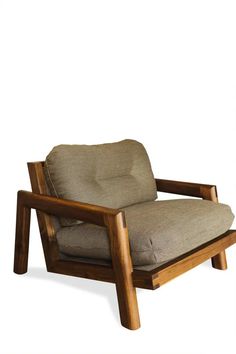 a chair that is made out of wood and fabric