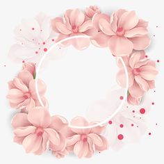 pink flowers are arranged in a circle with the words au santiss above it on a white background