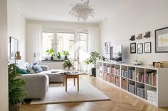 a living room filled with furniture and lots of windows