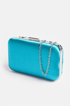 Satin Detail Clutch Bag - Blue - Satin Detail Clutch Bag Blue Clutch Shoulder Bag, Luxury Blue Party Clutch, Office-friendly Blue Clutch Bag, Luxury Blue Rectangular Clutch, Deep Sky Blue, Blue Clutch Bag With Gold-tone Hardware, Blue Clutch, Pierced Jewelry, Blue Satin