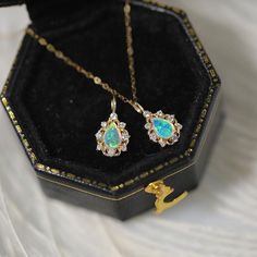 18K Solid Gold Necklace with 6 diamonds and genuine Australian Opal Gemstone Pendant Necklace Gold Necklace With Diamond, Opal Jewelry Necklace, Fire Opals Jewelry, Lightning Ridge Opal, Opal Pendant Necklace, 18k Gold Necklace, Solid Gold Necklace, Color Play, Lightning Ridge