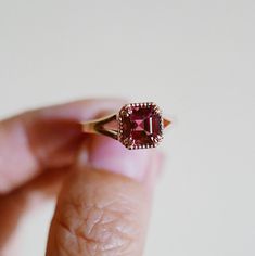 Square Raspberry Tourmaline Ring, OOAK, Raspberry tourmaline ring, tourmaline ring, raspberry wedding ring, statement engagement ring Fine Jewelry Rose Gold Ruby Ring With Halo Design, Rose Gold Ruby Ring With Halo Design, Rose Gold Ruby Ring With Halo Setting For Promise, Classic Rose Gold Ruby Ring For Proposal, 14k Rose Gold Ruby Promise Ring, Rose Gold Open Ruby Ring For Promise, Rose Gold Ruby Rings For Proposal, Emerald Cut Rose Gold Ruby Promise Ring, Rose Gold Emerald-cut Ruby Promise Ring