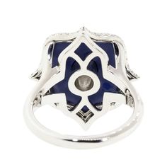 A platinum Mini Lotus ring centered upon a round brilliant cut colorless diamond set in matte blue ceramic with a colorless diamond micropavé surround. Wealthy Lifestyle Luxury, Lotus Ring, Ceramic Ring, Colorless Diamond, Ceramic Rings, Ring Sale, Diamond Set, Blue Ceramics, Micro Pave