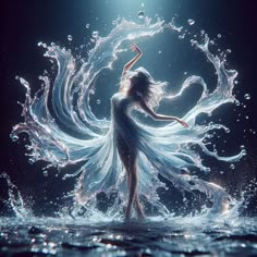 a woman is dancing in the water