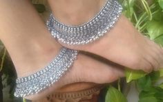 Indian Anklet - Indian Boho Designer brass Rajasthani anklets for women / handmade anklet by DivineTatva on Etsy Heavy Anklets, Payal Silver, Anklets Silver, Anklets Online, Bridal Anklet, Handmade Anklets, Anklet For Women, Belly Dance Jewelry