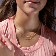 Our Gemma Chain features a timeless, dainty double rope that blends modern style with classic sophistication! It is perfect to wear alone or layer up with a fun necklace stack. DETAILSOffered in 14", 16", 18", or 20"Available in 14k Gold Fill and Sterling SilverHypoallergenic, Nickel-Free, and Water Safe Dainty Multi-strand Layered Necklace With Figaro Chain, Everyday Multi-strand Figaro Chain Necklace, Dainty Multi-strand Figaro Chain Necklace, Dainty Multi-strand Chain Necklace With Delicate Chain, Dainty Multi-strand Chain Necklace For Layering, Delicate Double Strand Charm Necklaces For Everyday, Delicate Double Strand Charm Necklace For Everyday, 14k Gold Filled Double Chain Necklace, Double Strand Layered Necklace With Figaro Chain