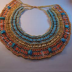 "Made In Egypt . Type : homemade item . Style : Cleopatra Necklace. Brand : Domarket . Dimensions Materials: Multi Color Beads , Wire, Yarn And Clasp Size (Approx) : One size fits all Dimensions (Approx. ): circumference:(109 cm) 43\" Dimensions (Approx. ) -around the neck:(49 cm)19.7\" - Width:(10.2 cm)4\" Weight:220 - 240 Gram. *There are different sizes and shapes suitable for girls and women from the same decade. Visit the rest of our store product * it was implemented by skilled egyptian ar Egypt Necklace, Egyptian Collar, Cleopatra Necklace, Eye Of Horus Necklace, Ancient Egyptian Jewelry, Egyptian Fashion, Egyptian Necklace, Egyptian Queen, Necklace Collar