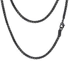 PRICES MAY VARY. ♦ Metal: solid stainless steel with black gun plated,high quality and environmentally friendly; ♦ Length of chain:18inches(46cm),width of chain:0.12inch(3mm),the chain is finished with a matching high quality lobster clasp; ♦ This wheat chain, a beautifully woven chain,adds a touch elegance to your project. It is perfect for layering necklaces,pendant necklace or just alone necklace,for birthday gift,valentines day gift,anniversary gift,father's day gift,groomsman gift etc. ♦ Th Chain Necklace For Men, Stainless Steel Chain Necklace, Braided Necklace, Woven Chain, Necklace For Men, Cool Necklaces, Chain Choker, Stylish Jewelry, Fashion Jewelry Necklaces