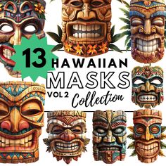 the hawaiian masks collection includes various designs and colors