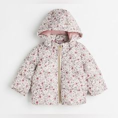 New !! H&M Kids Puffer Jacket Size : 3t ,Tts Color: Off White With Floral Print Selling Them As A Sister Set For 60 As The Set Comes With Free Shipping . Willing To Sell Them Individually 37+ Shipping & Price May Vary. Please Note : All Items On My Listing Are Also On Other Platforms. Items My Not Be Available. Will Try To Update As Soon As I Can . Description Padded Jacket In Quilted, Woven Fabric. Detachable Hood, Stand-Up Collar, And Zipper At Front With Anti-Chafe Chin Guard. Concealed Elast Cute White Outerwear For Fall, Playful White Long Sleeve Outerwear, White Hooded Cotton Puffer Jacket, White Cotton Puffer Jacket For Cold Weather, H&m White Outerwear For Fall, White H&m Outerwear For Fall, Cute Outerwear For Cold Spring Weather, H&m Pink Outerwear For Spring, H&m White Spring Outerwear