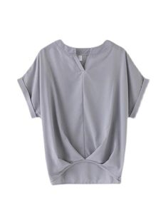 Sku CY-!162798 Material Linen , Cotton Fabric Style Loose , Plus Size , Batwing Sleeves Feature Pleated , Split-joint , Solid Color Neckline V-neck , Round-neck Occasion Casual , Office , Urban , Simple Seasons Spring , Summer , Autumn Type Blousesshirts Tops Color GRAY,GREEN,NAVY BLUE,LIGHT BLUE Size M,L,XL,2XL,3XL Please consult the size chart we provide for this item's measurements to help you decide which size to buy.Please note: There may be 1-3cm differ due to manual measurement. CMINCH Bu Summer V-neck Gray Blouse, Gray Crew Neck Top For Work, Casual Gray V-neck Blouse, Gray Summer Workwear Blouse, Gray V-neck Blouse For Workwear, Gray V-neck Blouse For Work, Summer Gray V-neck Blouse, Gray Short Sleeve Blouse For Work, Gray Short Sleeve Top For Work