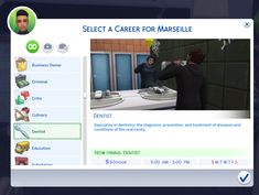 a computer screen shot of a man in front of a mirror with the caption select a career for marbleville