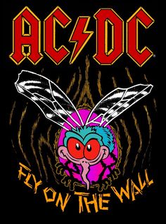 the logo for ac dc fly on the wall, which features an image of a bee with