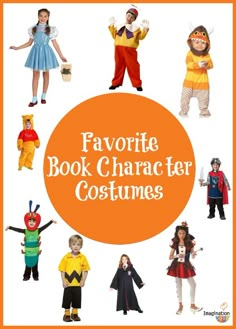 various children's halloween costumes with the words favorite book character costumes