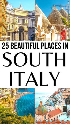 Collage of pictures of beautiful places from South Italy. Naples, Alberobello, Positano, Sorrento. Southern Italy Travel, Solo Travel Europe, Italy Trip Planning, South Italy, Travel Photography Europe, Amazing Places To Visit