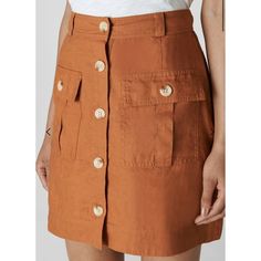 Whistles Women Linen Pocket A-Line Skirt Brown Size 10 Waist 15" Inseam 19" Brown Mini Skirt With Pockets, Black A Line Skirt, Floral Wrap Skirt, Black Leather Mini Skirt, Bodycon Pencil Skirt, Crepe Skirts, Wrap Mini Skirt, Faux Leather Mini Skirt, Aline Skirt