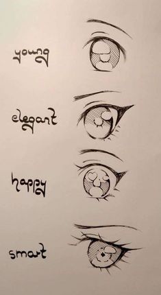 the different types of eyes are drawn on paper