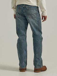 Some styles become classics for a reason. This men's Wrangler Authentics® relaxed fit bootcut jean makes it easy to rock the look you love at the level of comfort you need. It's finished with our signature five-pocket styling for all your essentials. This jean's relaxed leg and bootcut leg opening will look great with your go-to boots or dress shoes. Bootcut Jeans Men, Wrangler Jeans Aesthetic Men, Mens Boot Cut Jeans, Men Wrangler Jeans, Men’s Bootcut Jeans, Workwear Jeans, Bootcut Jean, Mens Workwear, Outdoor Pants